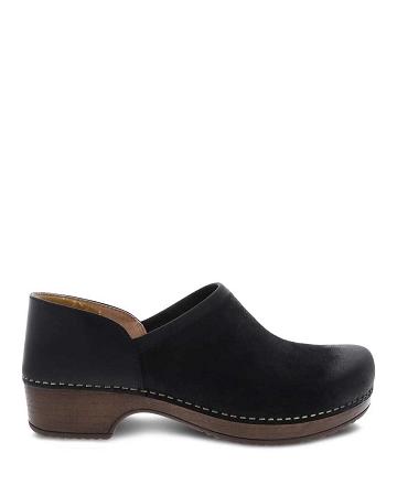 Sabots Dansko Brenna Burnished Daim Femme Noir | FR 185YXF